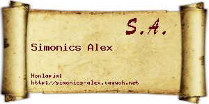Simonics Alex névjegykártya