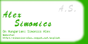 alex simonics business card